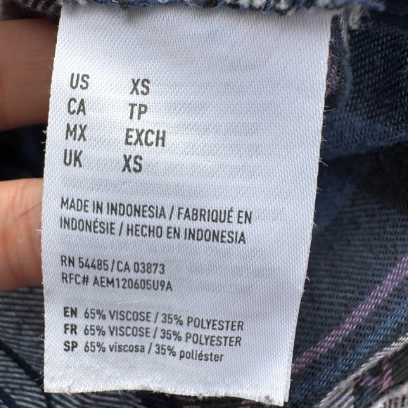 American Eagle Outfitters Amazingly Soft Plaid Boyfriend Fit Button-Up Shirt XS - Picture 6 of 7